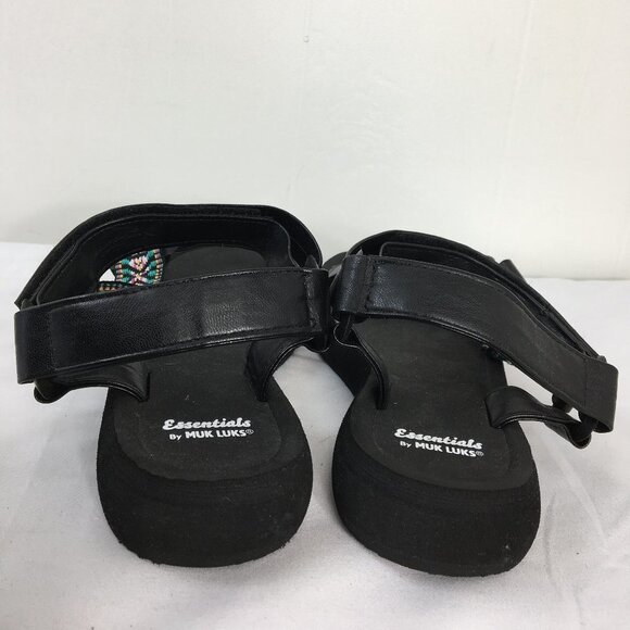 Essentials by Muk Luks Black Strappy Slingback Sandals Size M (~7) Like NEW - Picture 5 of 7